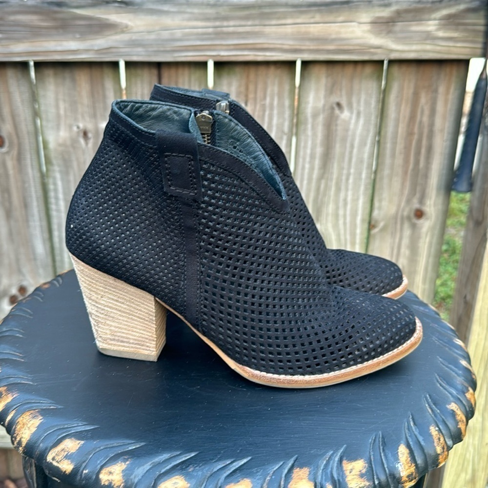Paul Green Black Bonzai Lattice Nubuck Leather Heeled Booties, UK 5/US 7.5 - Picture 2 of 7